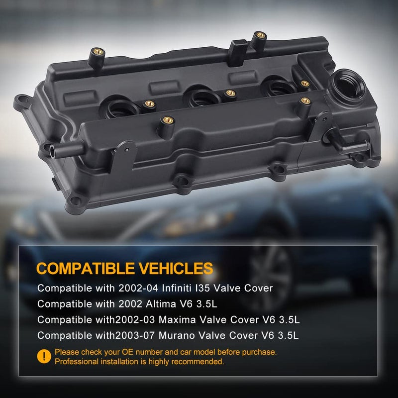 WATERWICH Engine Valve Cover with Gasket Compatible with Nissan Maxima Murano Altima 3.5L Turbo 2002 2003 2004 2005 2006 2007 Replaces 264-985 264-984 (Set of 2) - Image 2